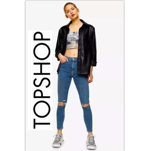 🆕NWT TOPSHOP JamieRipped HighWaistCrop SkinnyJeans In Blue/green,SZ:W26/L32 $35